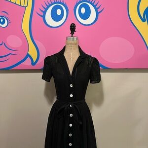 Dolce & Gabbana Black Eyelet Summer Dress Short Sleeve